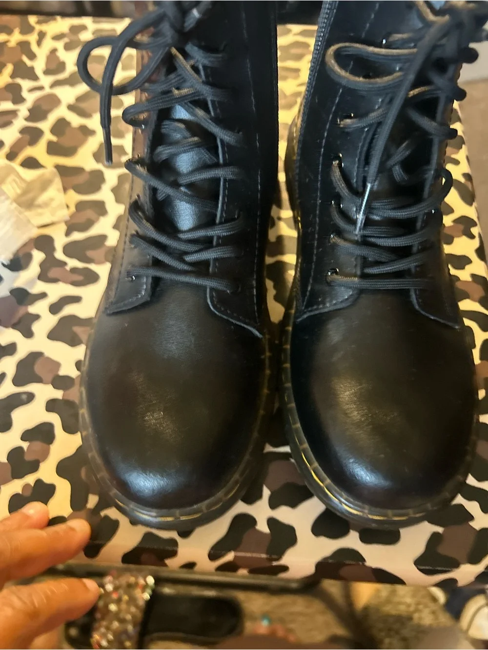 Dr. Martens Black Leather Zavalaj Lace-Up Side-Zip Boots